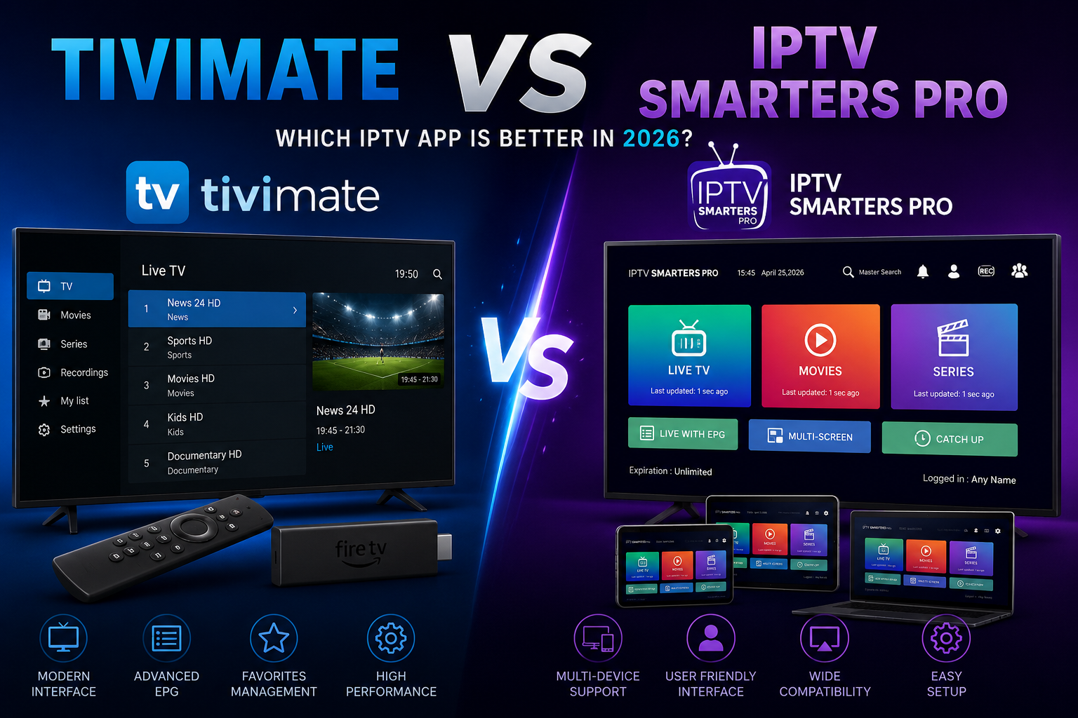Read more about the article TiviMate vs IPTV Smarters Pro: Which IPTV App Is Better in 2026?