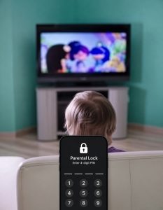 IPTV parental controls setup showing PIN lock screen on a streaming device"