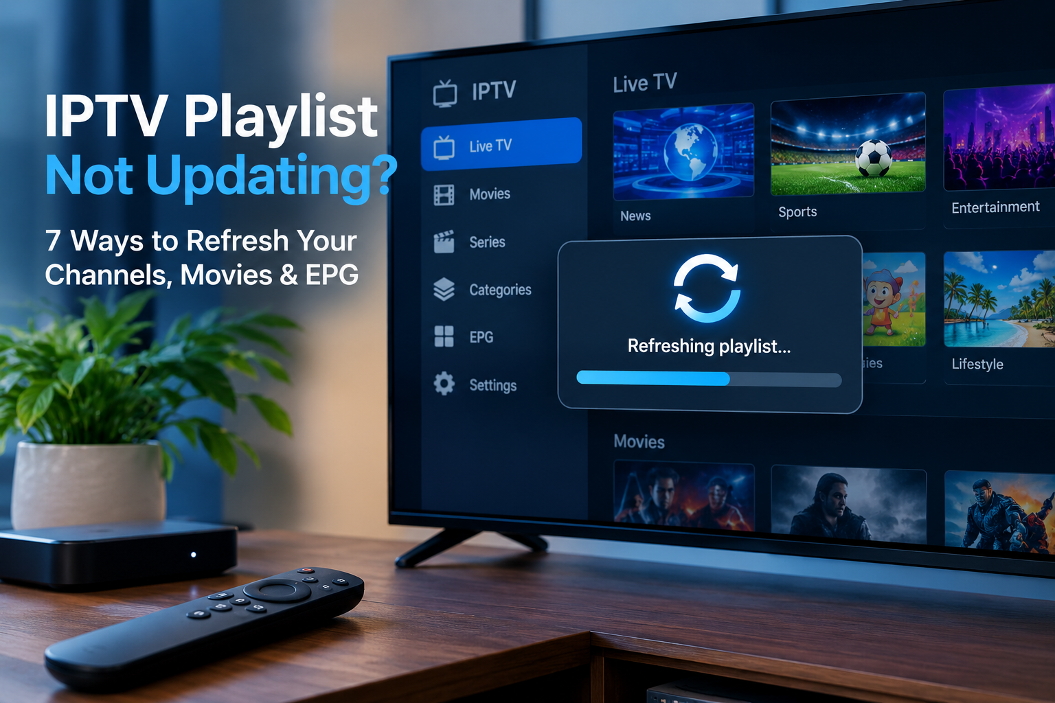 IPTV playlist not updating while refreshing channels and EPG
